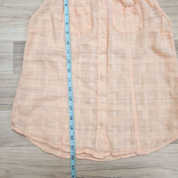 Bit & Bridle Womens Peach Orange Button Down Tank Shirt Small - Picture 5 of 7